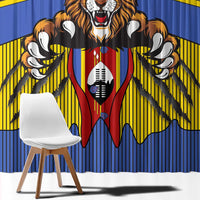 Swaziland Window Curtain Coat of Arms Lion Elephant Shield Leopard Print Design