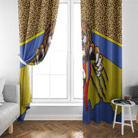Swaziland Window Curtain Coat of Arms Lion Elephant Shield Leopard Print Design