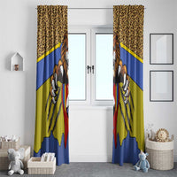 Swaziland Window Curtain Coat of Arms Lion Elephant Shield Leopard Print Design