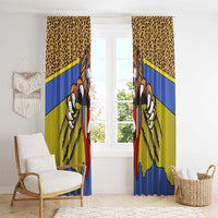 Swaziland Window Curtain Coat of Arms Lion Elephant Shield Leopard Print Design