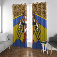 Swaziland Window Curtain Coat of Arms Lion Elephant Shield Leopard Print Design
