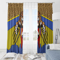 Swaziland Window Curtain Coat of Arms Lion Elephant Shield Leopard Print Design