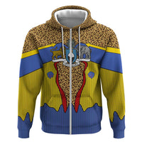 Swaziland Zip Hoodie Coat of Arms Lion Elephant Shield Leopard Print Design