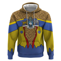 Swaziland Zip Hoodie Coat of Arms Lion Elephant Shield Leopard Print Design