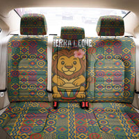 Sierra Leone Back Car Seat Cover with Cute Lion Playing Djembe Drum and Tribal Pattern Design