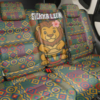 Sierra Leone Back Car Seat Cover with Cute Lion Playing Djembe Drum and Tribal Pattern Design