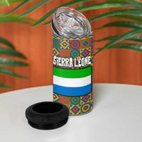 Sierra Leone 4 in 1 Can Cooler Tumbler with Cute Lion Playing Djembe Drum and Tribal Pattern Design