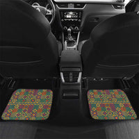 Sierra Leone Car Mats with Cute Lion Playing Djembe Drum and Tribal Pattern Design