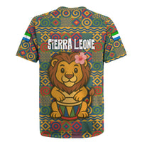 Sierra Leone Rugby Jersey with Cute Lion Playing Djembe Drum and Tribal Pattern Design
