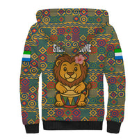 Sierra Leone Sherpa Hoodie with Cute Lion Playing Djembe Drum and Tribal Pattern Design