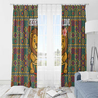 Sierra Leone Window Curtain with Cute Lion Playing Djembe Drum and Tribal Pattern Design