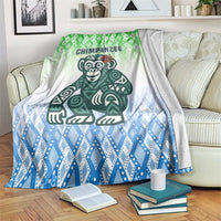 Sierra Leone Blanket with Tribal Chimpanzee Design and Green Blue Gradient Pattern