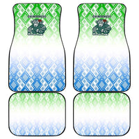 Sierra Leone Car Mats with Tribal Chimpanzee Design and Green Blue Gradient Pattern