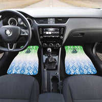 Sierra Leone Car Mats with Tribal Chimpanzee Design and Green Blue Gradient Pattern