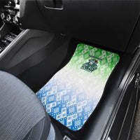 Sierra Leone Car Mats with Tribal Chimpanzee Design and Green Blue Gradient Pattern
