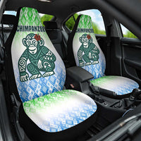Sierra Leone Car Seat Cover with Tribal Chimpanzee Design and Green Blue Gradient Pattern