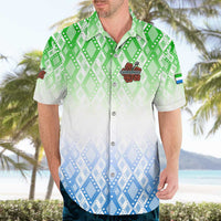 Sierra Leone Hawaiian Shirt with Tribal Chimpanzee Design and Green Blue Gradient Pattern