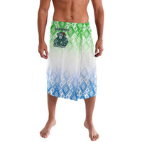 Sierra Leone Lavalava with Tribal Chimpanzee Design and Green Blue Gradient Pattern