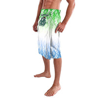 Sierra Leone Lavalava with Tribal Chimpanzee Design and Green Blue Gradient Pattern