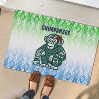 Sierra Leone Rubber Doormat with Tribal Chimpanzee Design and Green Blue Gradient Pattern