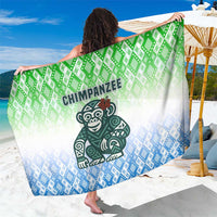 Sierra Leone Sarong with Tribal Chimpanzee Design and Green Blue Gradient Pattern