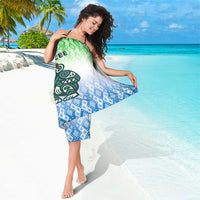 Sierra Leone Sarong with Tribal Chimpanzee Design and Green Blue Gradient Pattern