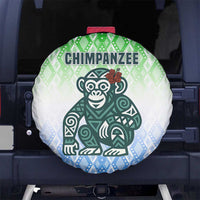 Sierra Leone Spare Tire Cover with Tribal Chimpanzee Design and Green Blue Gradient Pattern