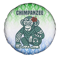 Sierra Leone Spare Tire Cover with Tribal Chimpanzee Design and Green Blue Gradient Pattern