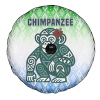 Sierra Leone Spare Tire Cover with Tribal Chimpanzee Design and Green Blue Gradient Pattern
