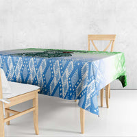 Sierra Leone Tablecloth with Tribal Chimpanzee Design and Green Blue Gradient Pattern