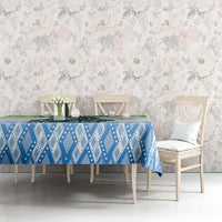 Sierra Leone Tablecloth with Tribal Chimpanzee Design and Green Blue Gradient Pattern