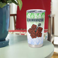 Sierra Leone Tumbler Cup with Tribal Chimpanzee Design and Green Blue Gradient Pattern
