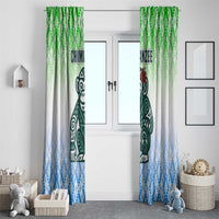 Sierra Leone Window Curtain with Tribal Chimpanzee Design and Green Blue Gradient Pattern