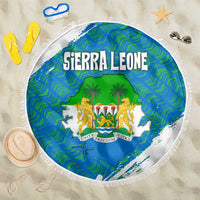 Sierra Leone Crest Beach Blanket with National Coat of Arms and Flag Colors