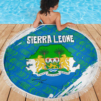 Sierra Leone Crest Beach Blanket with National Coat of Arms and Flag Colors