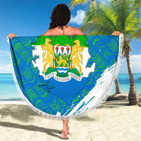 Sierra Leone Crest Beach Blanket with National Coat of Arms and Flag Colors
