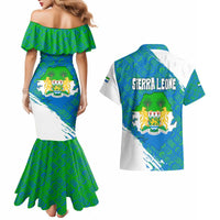 Sierra Leone Crest Couples Matching Mermaid Dress and Hawaiian Shirt with National Coat of Arms and Flag Colors