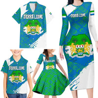 Sierra Leone Crest Family Matching Long Sleeve Bodycon Dress and Hawaiian Shirt with National Coat of Arms and Flag Colors