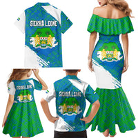 Sierra Leone Crest Family Matching Mermaid Dress and Hawaiian Shirt with National Coat of Arms and Flag Colors