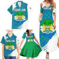 Sierra Leone Crest Family Matching Summer Maxi Dress and Hawaiian Shirt with National Coat of Arms and Flag Colors