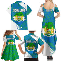 Sierra Leone Crest Family Matching Summer Maxi Dress and Hawaiian Shirt with National Coat of Arms and Flag Colors