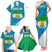 Sierra Leone Crest Family Matching Tank Maxi Dress and Hawaiian Shirt with National Coat of Arms and Flag Colors