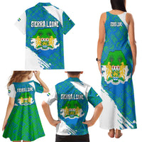 Sierra Leone Crest Family Matching Tank Maxi Dress and Hawaiian Shirt with National Coat of Arms and Flag Colors
