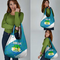 Sierra Leone Crest Grocery Bag with National Coat of Arms and Flag Colors