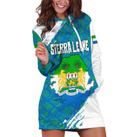 Sierra Leone Crest Hoodie Dress with National Coat of Arms and Flag Colors