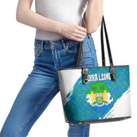 Sierra Leone Crest Leather Tote Bag with National Coat of Arms and Flag Colors