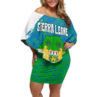 Sierra Leone Crest Off Shoulder Short Dress with National Coat of Arms and Flag Colors