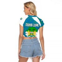 Sierra Leone Crest Raglan Cropped T Shirt with National Coat of Arms and Flag Colors