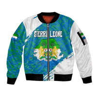 Sierra Leone Crest Sleeve Zip Bomber Jacket with National Coat of Arms and Flag Colors