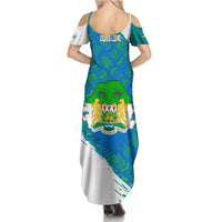 Sierra Leone Crest Summer Maxi Dress with National Coat of Arms and Flag Colors